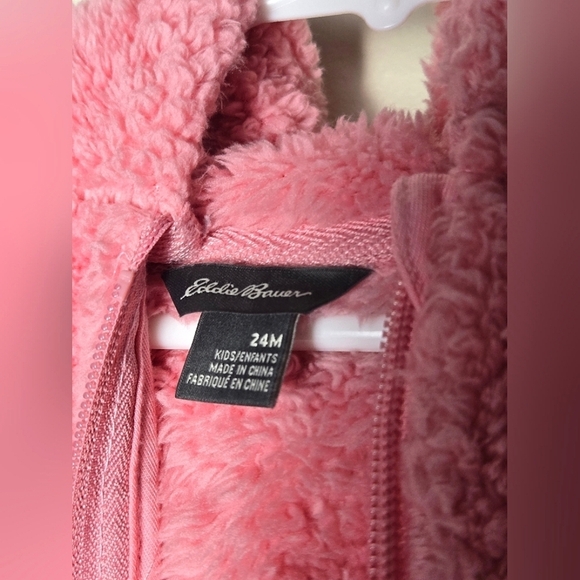 Infant Girl's Eddie Bauer Sherpa Full Zip Hoodie Coat, Size 24 Months - Picture 4 of 4